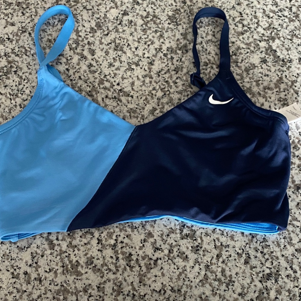 Nike Women's Two-Tone Blue SWIMSUIT TOP Size MEDIUM